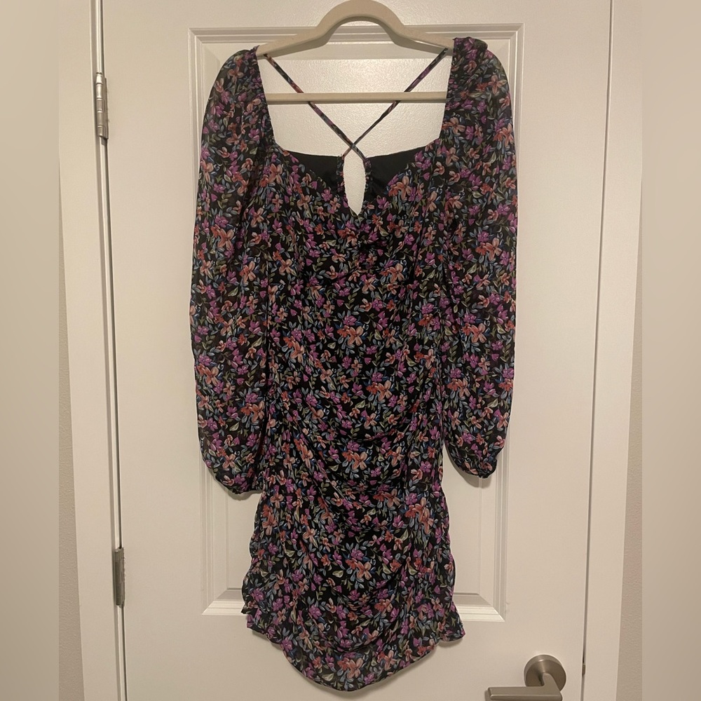 Long sleeve floral mini dress